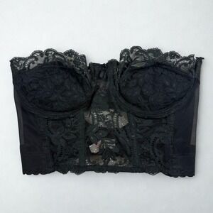 VTG Smoothie Fleur de Lace Strapless Bustier Corset Top Women 36C Black Festival
